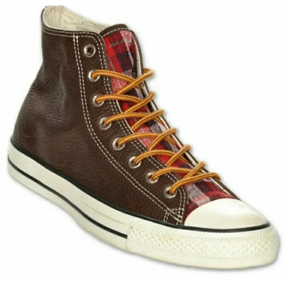 Converse Rare Chuck Taylor All Star Leather Brown And plaid Plaid Size 11 Mens main image 7